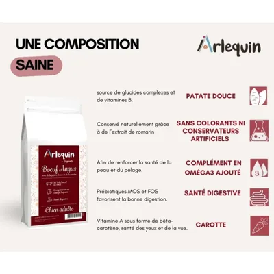 Arlequin - CROQUETTE CHIEN SANS CÉRÉALES    BŒUF ANGUS