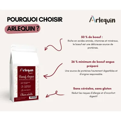 Arlequin - CROQUETTE CHIEN SANS CÉRÉALES    BŒUF ANGUS