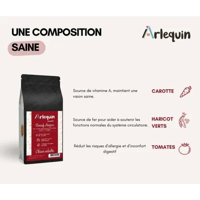 Arlequin - CROQUETTE CHIEN SANS CÉRÉALES   BOEUF ANGUS (65%)