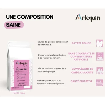 Arlequin - CROQUETTE CHIEN PETITE RACE SANS CÉRÉALES    SAUMON TRUITE