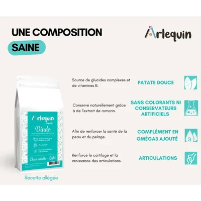 Arlequin - CROQUETTE CHIEN SANS CÉRÉALES LIGHT    DINDE