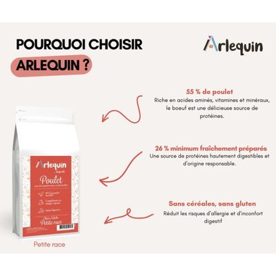 Arlequin - CROQUETTE CHIEN PETITE RACE SANS CÉRÉALES    POULET
