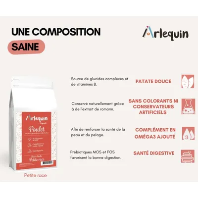 Arlequin - CROQUETTE CHIEN PETITE RACE SANS CÉRÉALES    POULET
