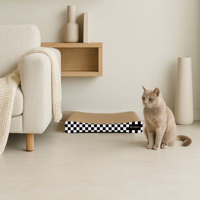 Bagane Griffoir chat à damier noir et blanc, Buren