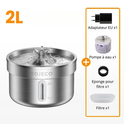 ROJECO - Fontaine à eau en acier inoxydable pour chats et chiens