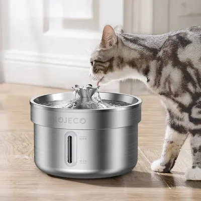 ROJECO - Fontaine à eau en acier inoxydable pour chats et chiens