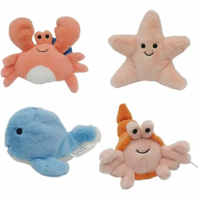 LOT DE 4  PELUCHES "TRESORS MARINS"