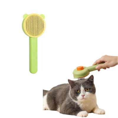 IntiMeg Peigne auto-nettoyant pour chat Vert + Jaune
