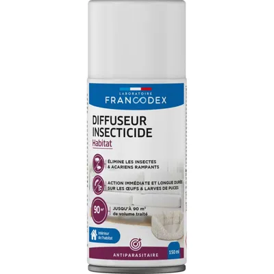 Francodex - Diffuseur insecticide habitat 150ml environ 40m² de surface Francodex - Diffuseur insecticide habitat 150ml environ 40m² de surface