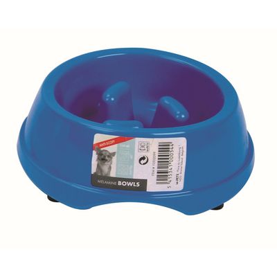M-PETS MELAMINE BOWL - HIGH-BACK SLOW-DOWN - Green - Blue - White -250 ml