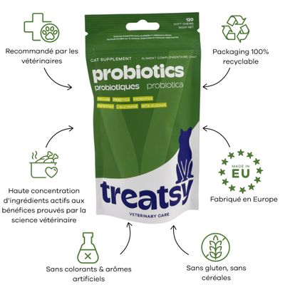 Treatsy Complément Alimentaire - Probiotiques pour chat