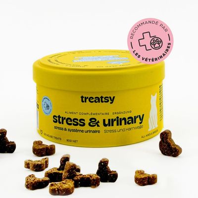 Treatsy Complément Alimentaire - Stress & Système urinaire pour chat Treatsy Stress & Système Urinaire pour chat - boîte de 120 compléments