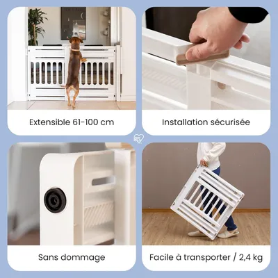 Barrière de sécurité sans perçage Extensible de 61-100 cm Verrouillable Barrière de sécurité sans perçage Extensible de 61-100 cm Verrouillable