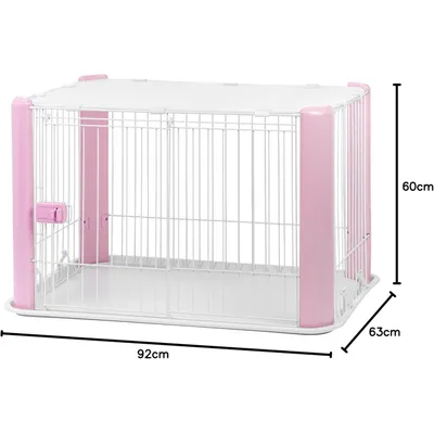 Parc pour Chien Intérieur, L92xP63xH60cm, pour Chiot, Lapin, avec toit