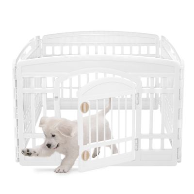 Iris Ohyama, Parc pour Chien intérieur, léger, modulable, plastique 4 Panneaux (H60cm) / Porte / Blanc