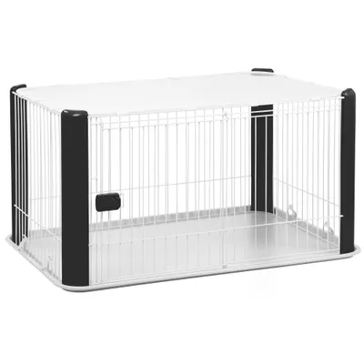 Parc pour Chien Intérieur, L113xP78xH60cm, pour Chiot, Lapin, avec toit Parc pour Chien Intérieur, L113xP78xH60cm, pour Chiot, Lapin, avec toit