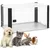 Parc pour Chien Intérieur, L113xP78xH60cm, pour Chiot, Lapin, avec toit