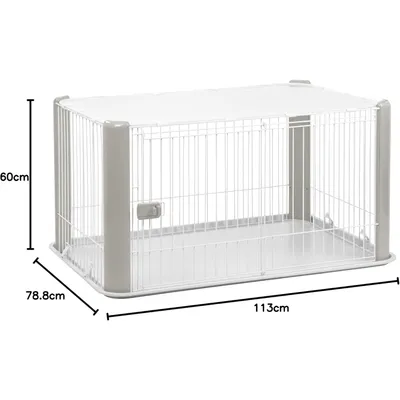 Parc pour Chien Intérieur, L113xP78xH60cm, pour Chiot, Lapin, avec toit