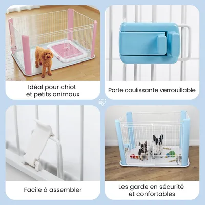 Parc pour Chien Intérieur, L113xP78xH60cm, pour Chiot, Lapin, Chat