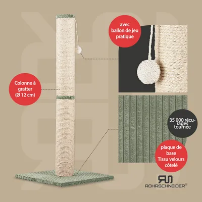 Rohrschneider Arbre à chat/tronc XL tissu velours côtelé