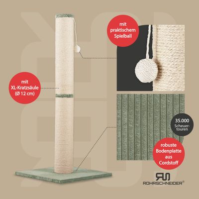 Rohrschneider XL Katzenbaum / Kratzsäule – Cordstoff