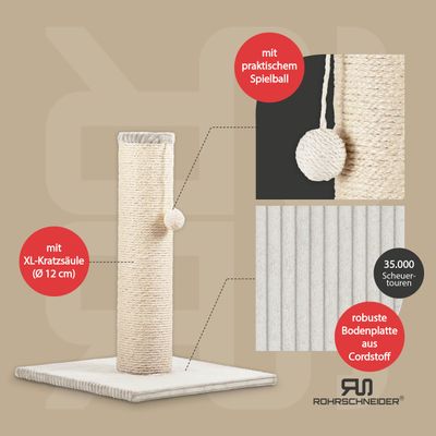 Rohrschneider XL Katzenbaum / Kratzsäule – Cordstoff