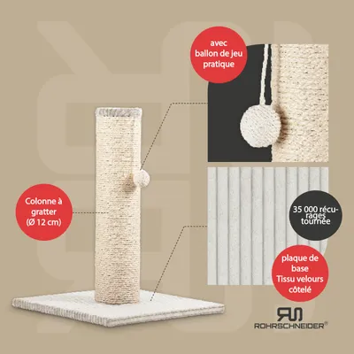 Rohrschneider Arbre à chat/tronc XL tissu velours côtelé