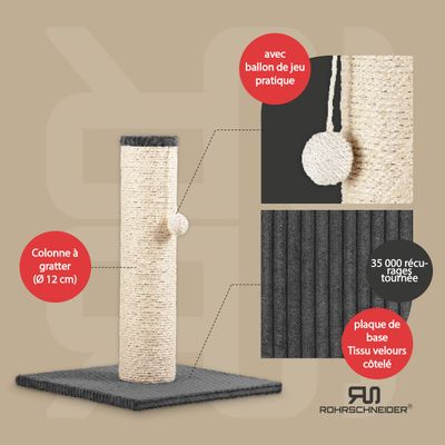Rohrschneider Arbre à chat/tronc XL tissu velours côtelé