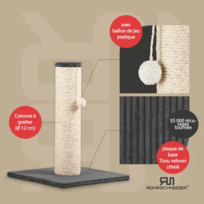 Rohrschneider Arbre à chat/tronc XL tissu velours côtelé
