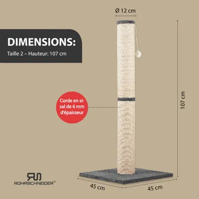 Rohrschneider Arbre à chat/tronc XL tissu velours côtelé