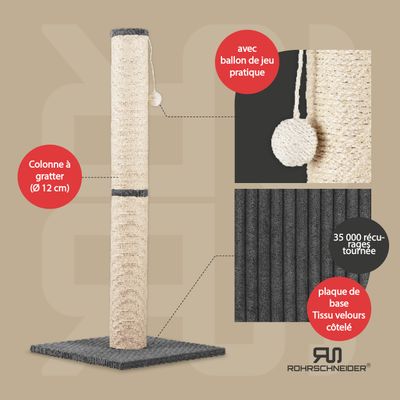 Rohrschneider Arbre à chat/tronc XL tissu velours côtelé