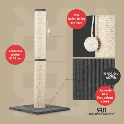 Rohrschneider Arbre à chat/tronc XL tissu velours côtelé