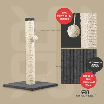 Rohrschneider Arbre à chat/tronc L tissu velours côtelé