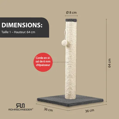 Rohrschneider Arbre à chat/tronc L tissu velours côtelé