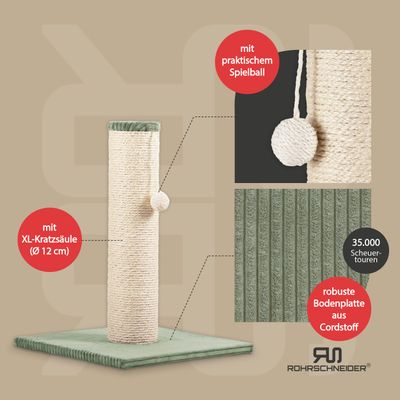 Rohrschneider XL Katzenbaum / Kratzsäule – Cordstoff