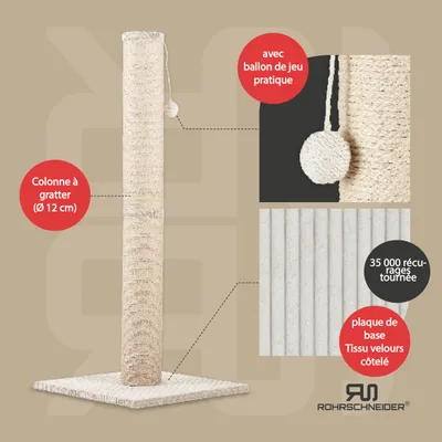 Rohrschneider Arbre à chat/tronc XL tissu velours côtelé