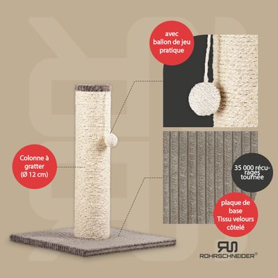 Rohrschneider Arbre à chat/tronc XL tissu velours côtelé