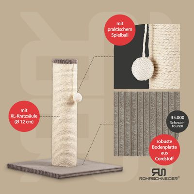 Rohrschneider XL Katzenbaum / Kratzsäule – Cordstoff