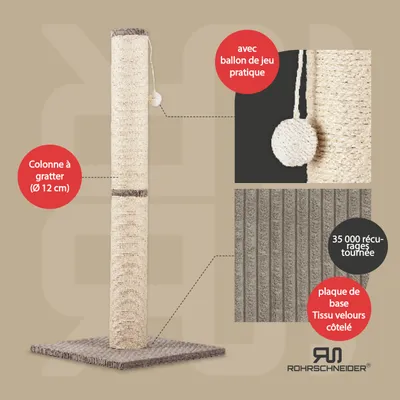 Rohrschneider Arbre à chat/tronc XL tissu velours côtelé