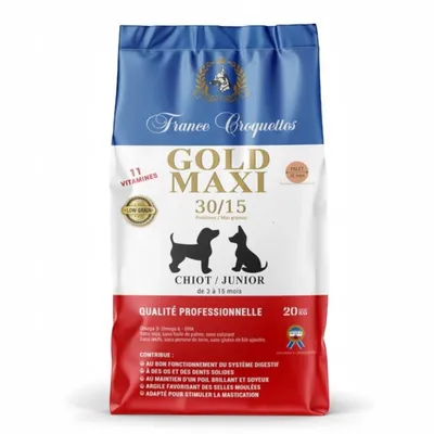 France Croquettes pour chiot gold maxi chiot junior 30/15 low grain France Croquettes pour chiot gold maxi chiot junior 30/15 low grain