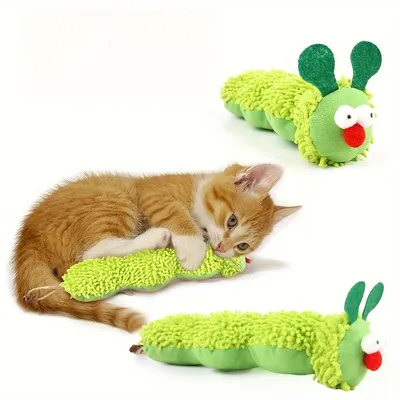 IntiMeg Jouet pour chat chenille verte IntiMeg Jouet pour chat chenille verte