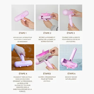 Rouleau anti Peluches réutilisable Pour les poils de chien et chat