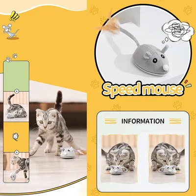 Jouet souris floquée rechargeable par USB pour chats