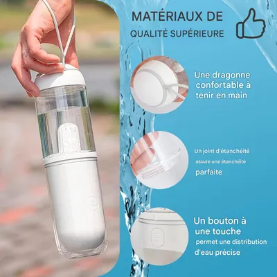Bouteille d'eau filtrante portable pour chien, 330 ml
