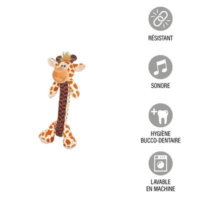 Jouet en peluche girafe feroce pour chien