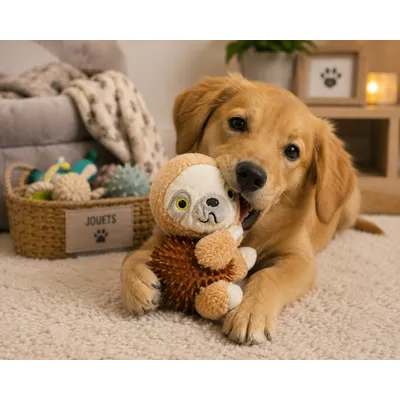 Jouet peluche balle sonore Paresseux pour chien