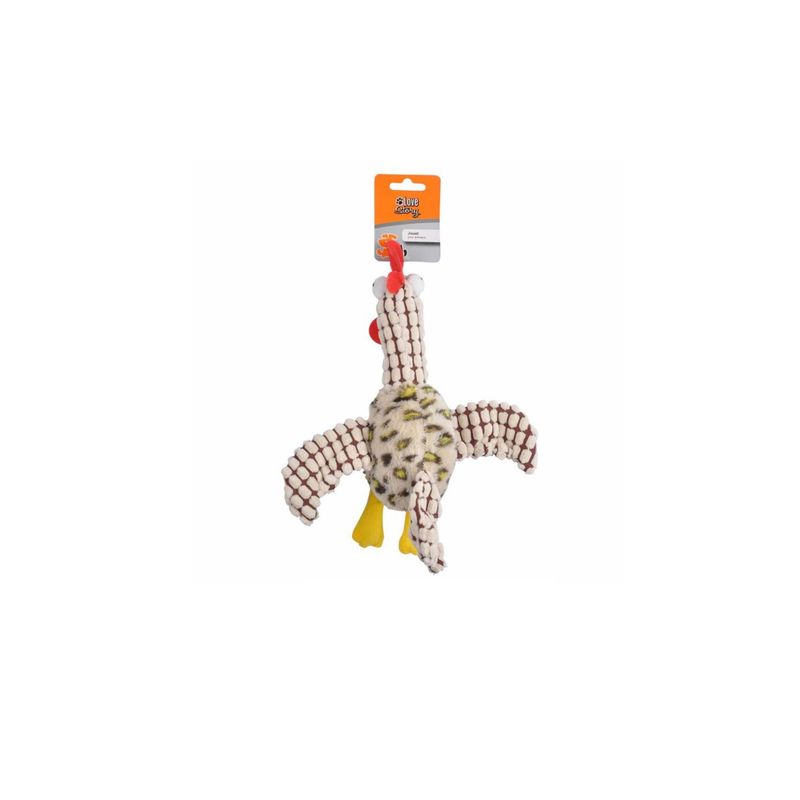 Jouet peluche coq brun pour chien