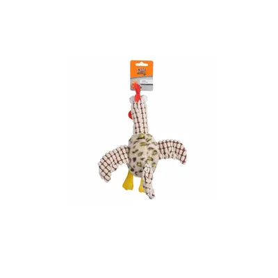 Jouet peluche coq brun pour chien