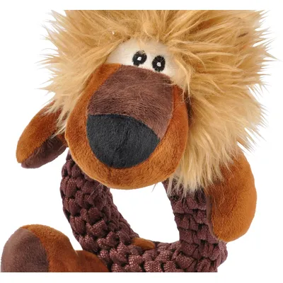 Jouet en peluche Lion et son anneau pour chien