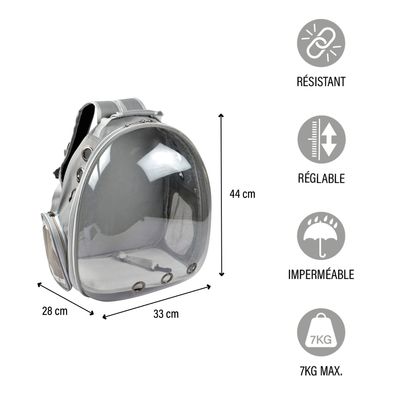 Sac a dos de transport animaux avec capsule transparente